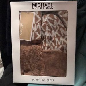 3 piece Michael Kors hat, glove, scarf set.